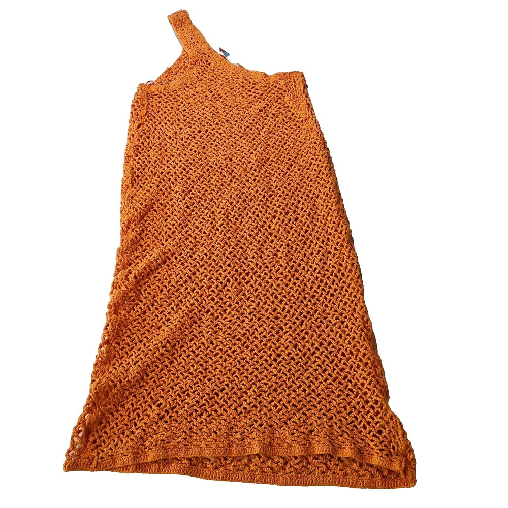 Free People Beach  SZ S  One Shouler Crochet Coverup Orange, Vacation, Travel,